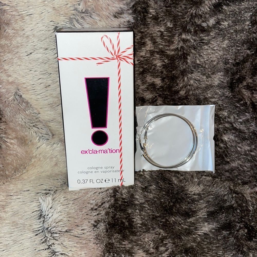 New Exclamation Cologne Spray & Hoop Earrings